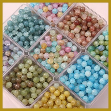 （50個/包）10mm石料玉髓碎琉璃散珠 古風DIY髮簪手鍊串珠 圓珠配飾批發 串珠 串珠材料 串珠材料包 珠珠材料