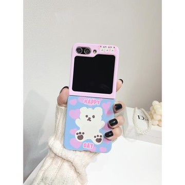 愛心小熊適用三星zflip7fe手機殼zflip6折疊屏flip5全包W25心系天下保護套超薄大視窗小眾女新款高級感防摔