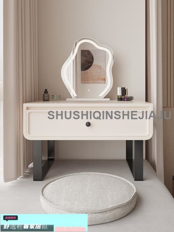 新品免運 飄窗實木梳妝臺收納柜一體臥室小戶型化妝桌簡約網紅ins風化妝臺