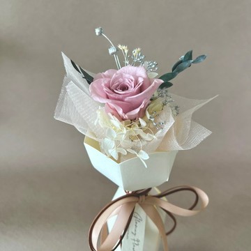 清水粉單支永生玫瑰花束 七夕情人節花禮 生日 紀念日 告白