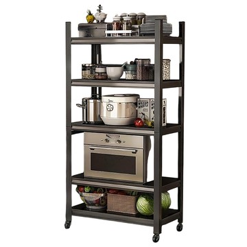 【居家生活Easy Buy】五層角鋼置物架推車-40x60x165cm黑武士