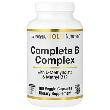 California Gold Nutrition, 多面 B 族維生素複合物，含 L-甲基葉酸和甲鈷胺 B12，180 粒素食膠囊