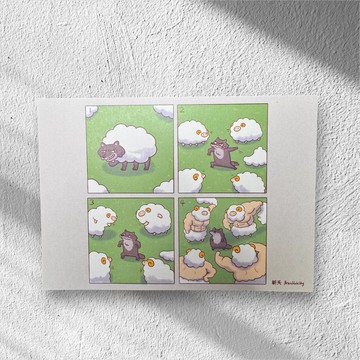 插畫梗圖 雙面卡片 ∣ 披著羊皮的狼