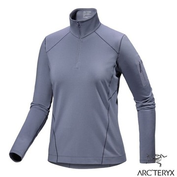 【ARCTERYX 始祖鳥】女 Rho 彈性透氣登山健行保暖刷毛套頭衫.半開襟中層衣.上衣_X000007336 雲層藍