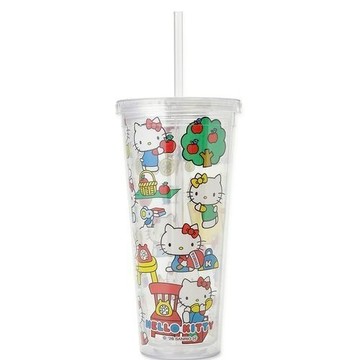 SANRIO HOUSE HELLO KITTY 滿版印花 透明吸管杯 玻璃杯 600ML 三麗鷗 多款