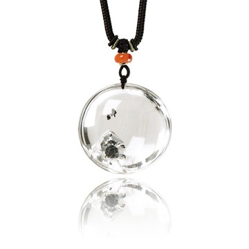 【正佳珠寶】綠幽靈 超頂級晶中晶 共生髮晶阿賽幽靈圓牌 55g