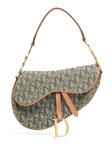 Christian Dior - 2001 pre-owned Trotter Saddle bag - women - Leather/Canvas - One Size - Green
