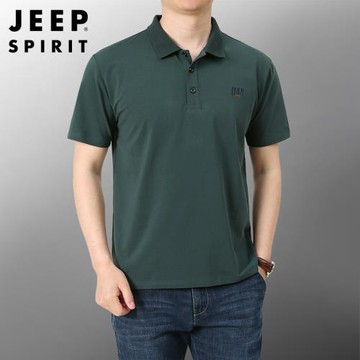 吉普jeep短袖POLO衫男夏季寬松大碼純棉彈力舒適翻領商務半袖T恤