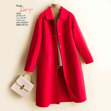 羊毛大衣毛呢外套-中長款純色雙面羊絨女外套5色74bi1【獨家進口】【米蘭精品】