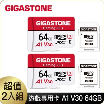 Gigastone 立達 Gaming Plus microSDXC UHS-Ⅰ U3 64GB遊戲專用記憶卡-2入組(64G A1 V30)