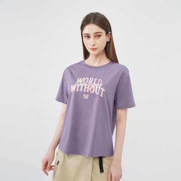 GIORDANO  女裝印花上衣 WWS系列 - 22 深灰藍