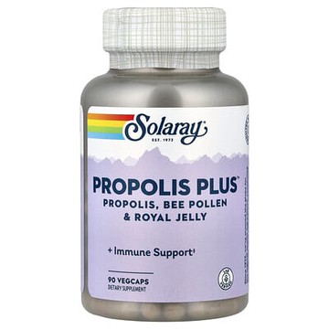 Solaray, Propolis Plus™，蜂膠、蜂花粉和蜂統領漿，90 粒素食膠囊