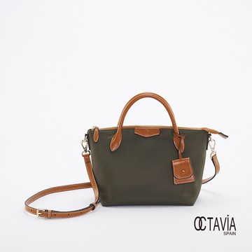 OCTAVIA 8 真皮 -  享樂主義  尼龍配皮肩斜二用水餃包 - 森林綠