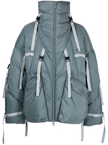 A.A. Spectrum - tape-detail padded down jacket - men - Nylon/Nylon/Down - M - Grey