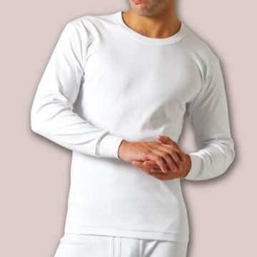 YG-排汗保暖圓領男長袖衫-白