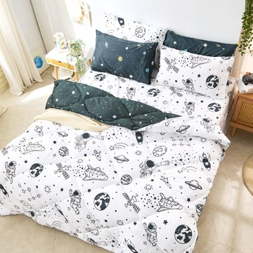 床包羽絲絨被組-單人 / 舒柔棉三件式 / 星旅太空