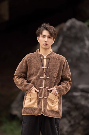 新中式復古 羊羔絨寬鬆外套