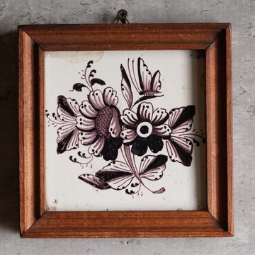 荷蘭手繪菲仕蘭花古董瓷磚掛飾/代爾夫特藍/台夫特/復古/老件