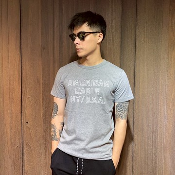 美國百分百【全新真品】American Eagle 短袖T恤 AE T-shirt 老鷹logo 灰色 XS號 K320