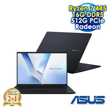 ASUS Vivobook 18 M1807GA-0061B445H 午夜藍 18吋AI效能筆電 (WUXGA IPS 144Hz/AMD Ryzen AI 7 445