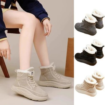 JP Queen New York 學院馬丁韓風加厚刷毛內裡加絨保暖短靴(3色可選)