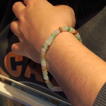 冰種多彩翡翠算盤珠手鍊 | 天然緬甸玉A貨翡翠 | 送禮