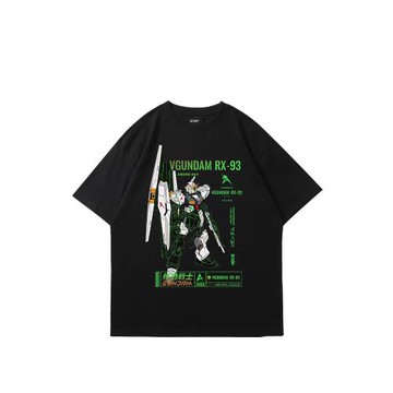 日系創意機甲戰士新款短袖純棉男女夏季t恤上衣休閑潮流寬松大碼