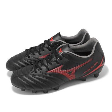 Mizuno 足球鞋 Monarcida Neo III Select 寬楦 男鞋 黑 紅 皮革 塑膠釘鞋 美津濃 P1GA2525-00