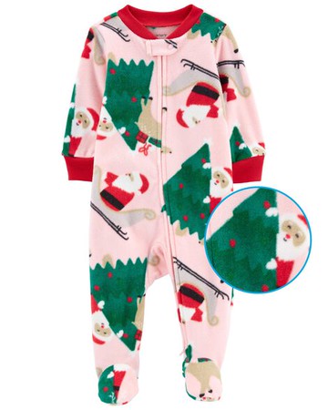Baby Santa Fleece Zip-Up Sleep & Play