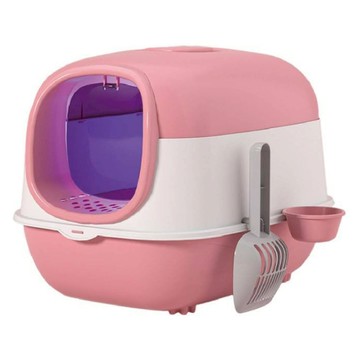 iCat 寵喵樂 紫外線全罩式雙門雙碗貓砂盆  56 x 40 x 40cm  粉色  1個