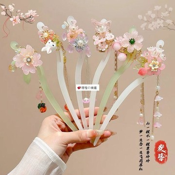 可開發票☆桃園出貨💕&古風流蘇兒童髮簪女童馬面裙配飾新中式髮釵國風盤髮簪子漢服頭飾
