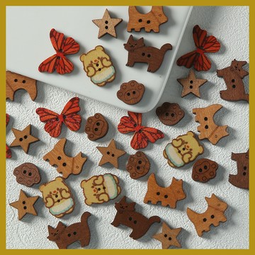 可愛百搭檀木貓爪小狗小熊五角星配飾 diy手工材料 飾品配件 串珠 串珠材料 串珠材料包 珠珠材料