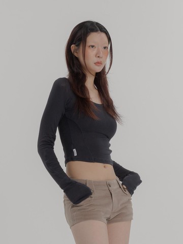Wave Stitch Top_Charcoal Black
