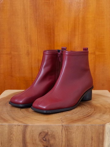 Square Ankle Boots Burgundy