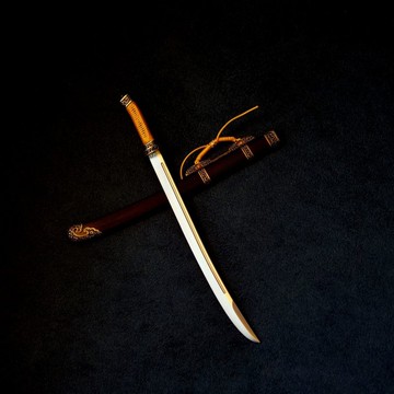 1:6微縮收藏, 明式雁翎刀, 玻璃纖維鞘,VG10鋼刃條, 精雕黃銅裝具