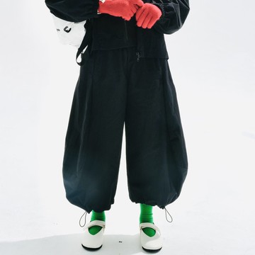 復古斜紋黑色秋季燈籠褲