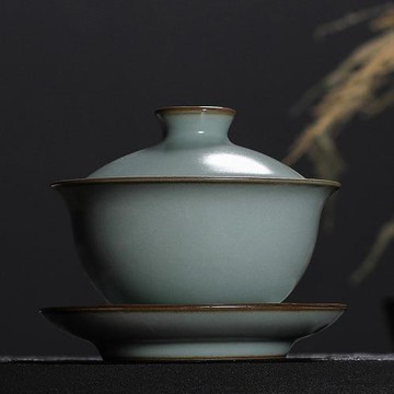 三才蓋碗茶杯大號手工冰裂陶瓷單個手抓泡茶功夫茶具汝窯復古家用