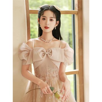 晚禮服女2025新款宴會小個子公主裙主持人高端小眾輕奢藝考高級感