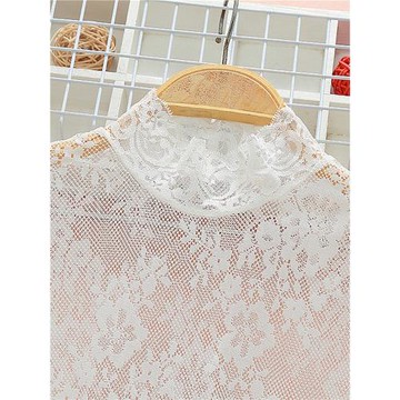 2025秋裝新款韓版蕾絲打底小衫女長袖秋冬內搭洋氣中長款網紗上衣