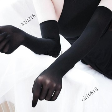 ✨可開發票#絲襪手套超薄五指無縫防勾絲長款透明禮儀手套防曬白絲手套cos#免運費