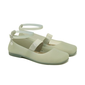 韓國 ROCKFISH GLAIR BANDING FLATS 女款 方頭吊飾果凍平底鞋 鼠尾草綠SAGE