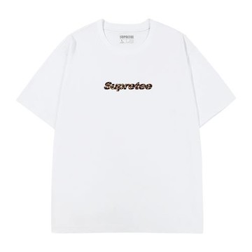 supretee潮牌短袖T恤男歐美簡約街頭豹紋個性字母印花青少年帥氣