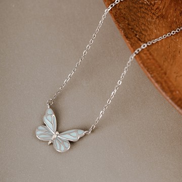 [925純銀]翩翩蝶舞蝴蝶項鍊【SL1022】-銀