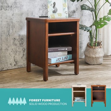 Boden-森林家具 維文1.2尺床頭櫃/開放式收納置物櫃/邊櫃-附插座(兩色可選)