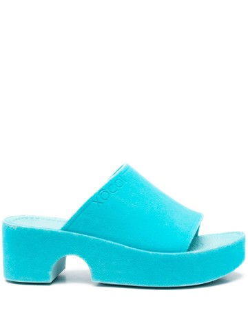 XOCOI - 60mm single-strap sandals - women - Rubber/Fabric/PVC - 39 - Blue