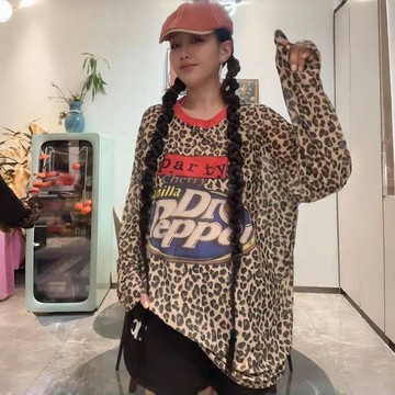 7529名常客🤩 豹紋插肩長袖T恤 防曬罩衫 印花網紗透膚 微寬鬆中長版 2026春夏 流行穿搭 女裝