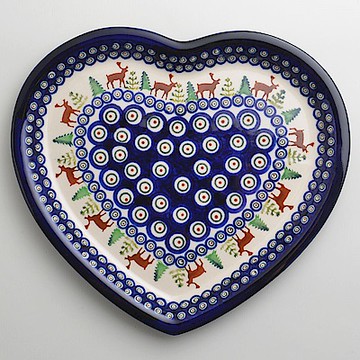 波蘭陶 歡樂聖誕系列 愛心造型餐盤 波蘭手工製