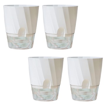 anplant 底吸式波浪紋自動給水塑膠花盆  白色  17 x 15 x 10cm  4個