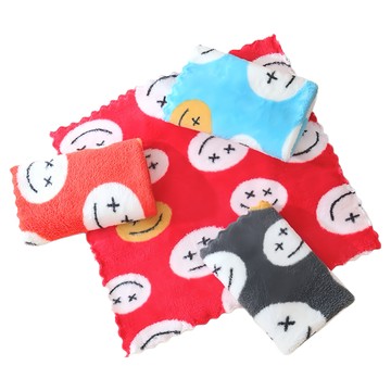 超柔軟吸水珊瑚絨笑臉抹布 30 x 30cm 廚房清潔抹布 家用擦拭布  4條