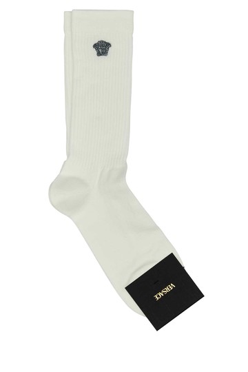 Versace White Stretch Cotton Blend Socks